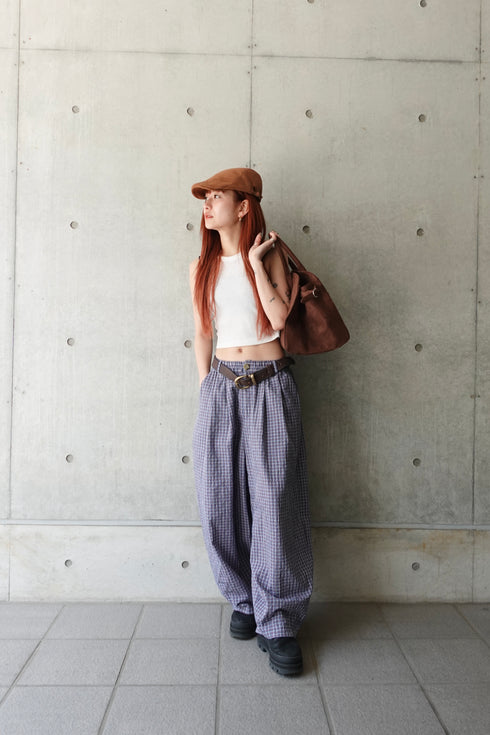 チェックボリュームラフパンツ